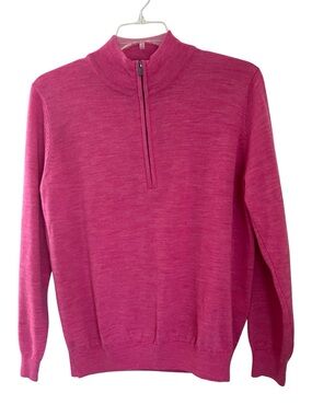 Footjoy FJ 1/2 Zip 100% Wool Pullover Sweater Men’s S Pink Lightweight Golf EUC